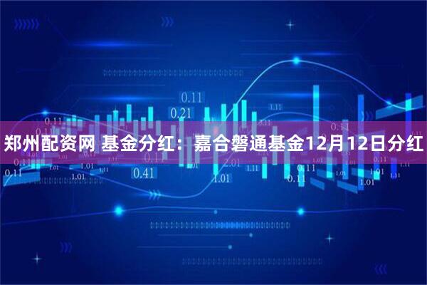 郑州配资网 基金分红：嘉合磐通基金12月12日分红
